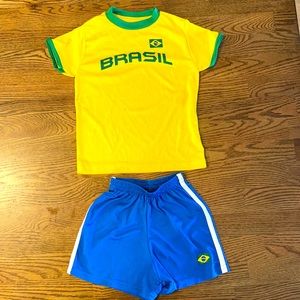 Adorable Brasil one piece shorts and jersey.
